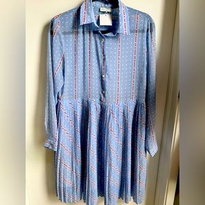 Adorable Sandro Paris Keep On Dancing Sheer Pleated Dress! SIZE 40